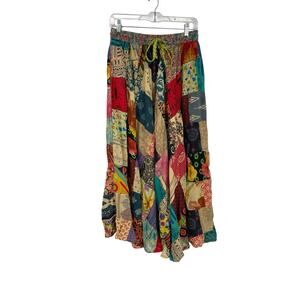 Gypsy Rose Skirt Patchwork Boho Hippie Multicolor Cotton Free Size
